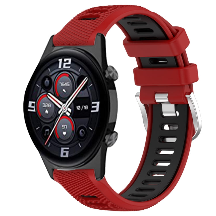 For Honor Watch GS 3i 22mm Sports Two-Color Steel Buckle Silicone Watch Band(Red+Black) - Smart Wear by PMC Jewellery | Online Shopping South Africa | PMC Jewellery