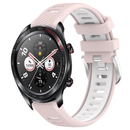 For Honor Watch Dream 22mm Sports Two-Color Steel Buckle Silicone Watch Band(Pink+White) - Smart Wear by PMC Jewellery | Online Shopping South Africa | PMC Jewellery