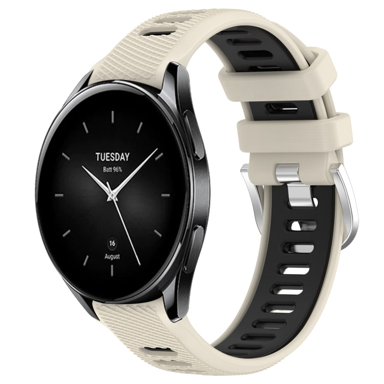 For Xiaomi Watch S2 42mm 22mm Sports Two-Color Steel Buckle Silicone Watch Band(Starlight+Black) - Smart Wear by PMC Jewellery | Online Shopping South Africa | PMC Jewellery