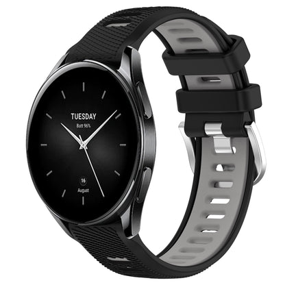 For Xiaomi Watch S2 46mm 22mm Sports Two-Color Steel Buckle Silicone Watch Band(Black+Grey) - Smart Wear by PMC Jewellery | Online Shopping South Africa | PMC Jewellery