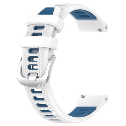 For Amazfit GTR 2e 22mm Cross Texture Two Color Silicone Steel Buckle Watch Band(White+Blue) - Smart Wear by PMC Jewellery | Online Shopping South Africa | PMC Jewellery