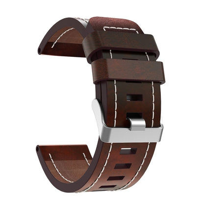 For Garmin Tactix Delta 26mm Sewing Leather Steel Buckle Watch Band(Red Brown) - Smart Wear by PMC Jewellery | Online Shopping South Africa | PMC Jewellery