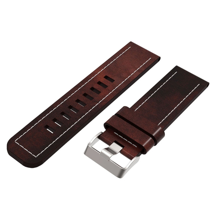 For Garmin Enduro 2 26mm Sewing Leather Steel Buckle Watch Band(Red Brown) - Smart Wear by PMC Jewellery | Online Shopping South Africa | PMC Jewellery