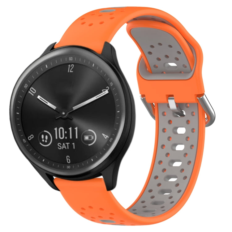 For Garmin Vivomove Sport 20mm Breathable Two-Color Silicone Watch Band(Orange+Grey) - Watch Bands by PMC Jewellery | Online Shopping South Africa | PMC Jewellery