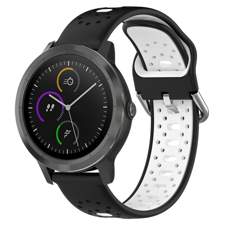 For Garmin Vivoactive3 20mm Breathable Two-Color Silicone Watch Band(Black+White) - Watch Bands by PMC TechLife | Online Shopping South Africa | PMC TechLife