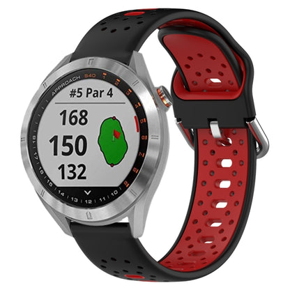 For Garmin Approach S40 20mm Breathable Two-Color Silicone Watch Band(Black+Red) - Watch Bands by PMC Jewellery | Online Shopping South Africa | PMC Jewellery