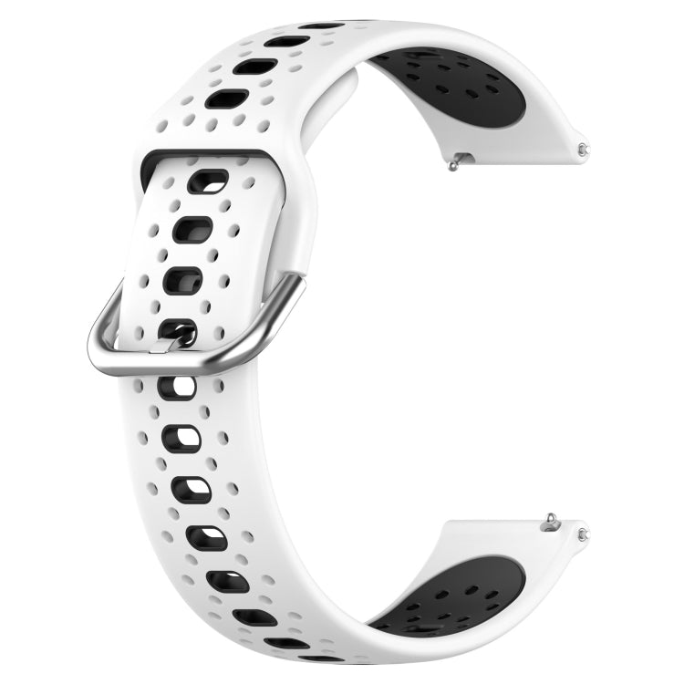 For Garmin Forerunner 158 20mm Breathable Two-Color Silicone Watch Band(White+Black) - Watch Bands by PMC Jewellery | Online Shopping South Africa | PMC Jewellery