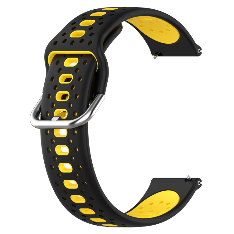 For Garmin Forerunner 158 20mm Breathable Two-Color Silicone Watch Band(Black+Yellow) -  by PMC Jewellery | Online Shopping South Africa | PMC Jewellery