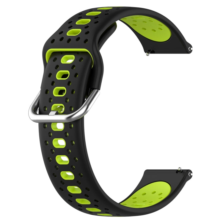 For Garmin Forerunner 55 20mm Breathable Two-Color Silicone Watch Band(Black+Lime Green) - Watch Bands by PMC TechLife | Online Shopping South Africa | PMC TechLife