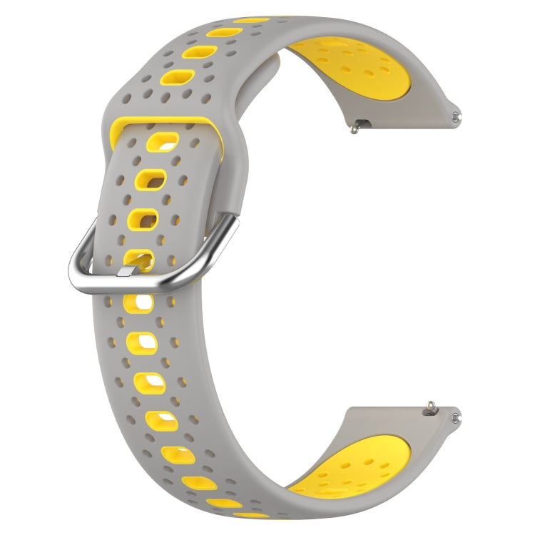 For Garmin Forerunner 245 20mm Breathable Two-Color Silicone Watch Band(Grey+Yellow) - Watch Bands by PMC TechLife | Online Shopping South Africa | PMC TechLife