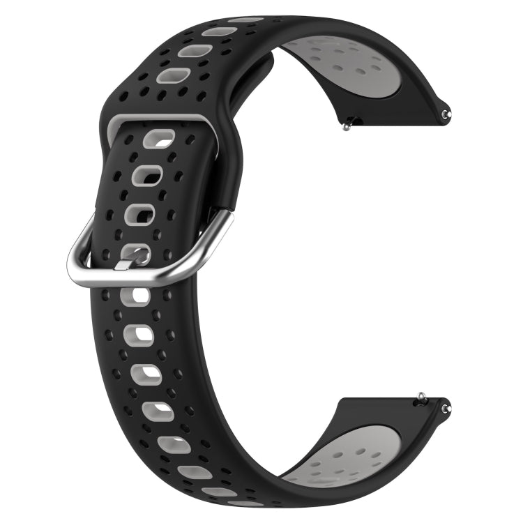 For Garmin Forerunner 245 Music 20mm Breathable Two-Color Silicone Watch Band(Black+Grey) - Watch Bands by PMC Jewellery | Online Shopping South Africa | PMC Jewellery