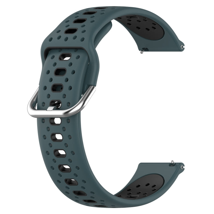 For Garmin Forerunner 645 20mm Breathable Two-Color Silicone Watch Band(Olive Green+Black) - Watch Bands by PMC TechLife | Online Shopping South Africa | PMC TechLife