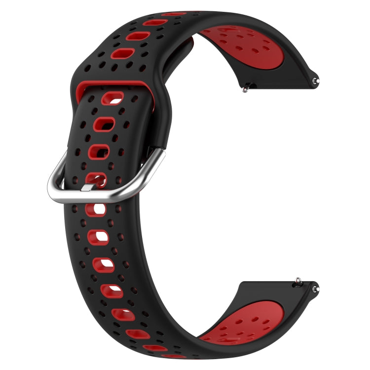 For Garmin Forerunner 645 20mm Breathable Two-Color Silicone Watch Band(Black+Red) - Watch Bands by PMC TechLife | Online Shopping South Africa | PMC TechLife