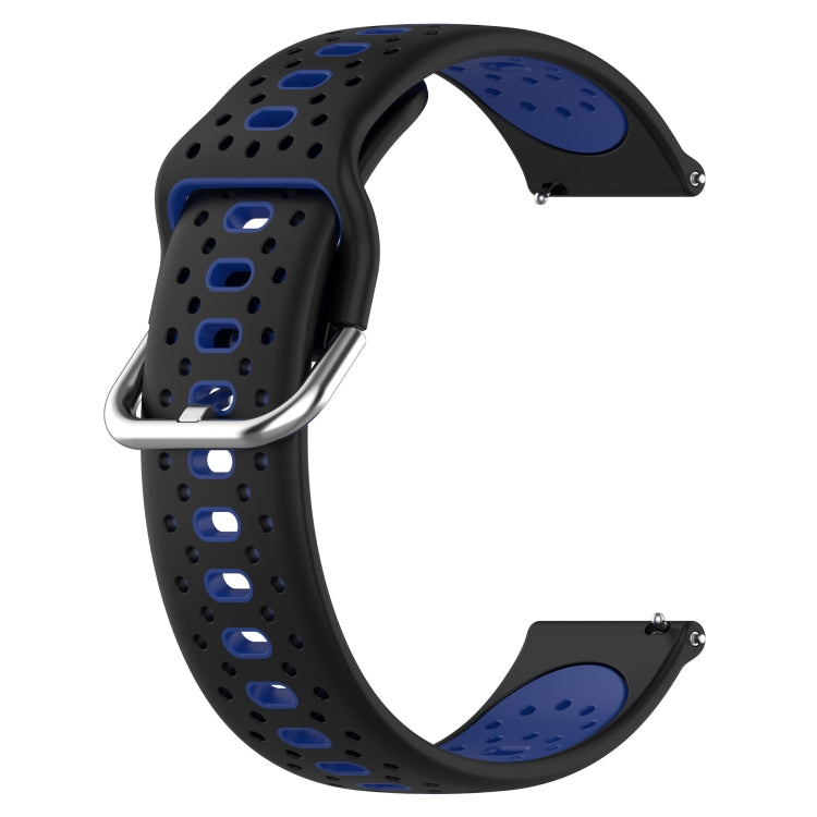 For Garmin Forerunner 645 20mm Breathable Two-Color Silicone Watch Band(Black+Blue) - Watch Bands by PMC TechLife | Online Shopping South Africa | PMC TechLife