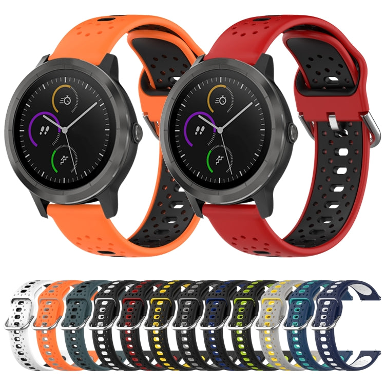 For Garmin Forerunner 55 20mm Breathable Two-Color Silicone Watch Band(Black+Blue) - Watch Bands by PMC TechLife | Online Shopping South Africa | PMC TechLife