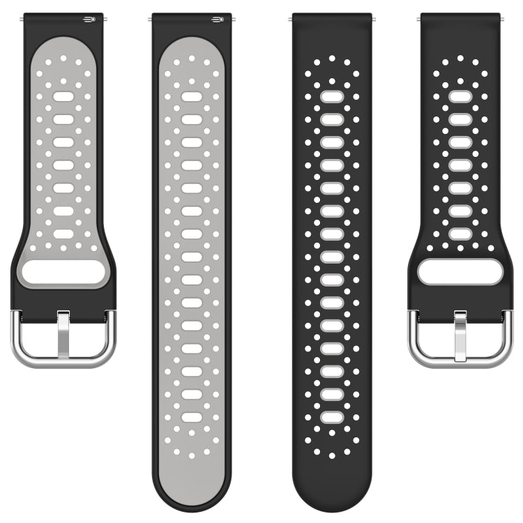 For Garmin VivoMove Style 20mm Breathable Two-Color Silicone Watch Band(White+Black) - Watch Bands by PMC Jewellery | Online Shopping South Africa | PMC Jewellery