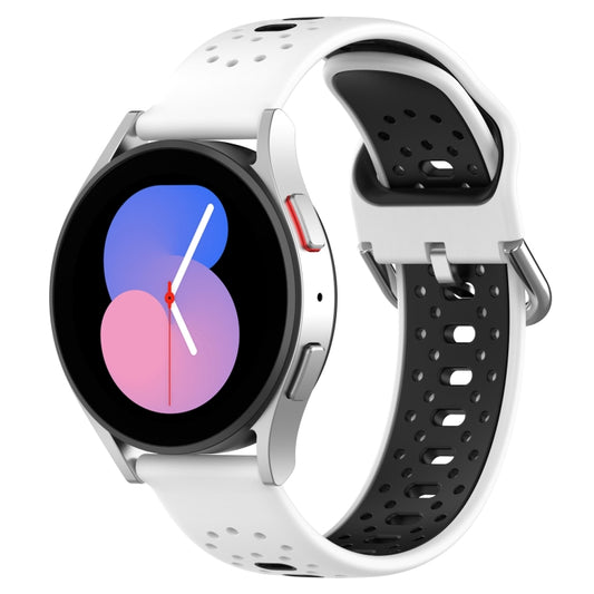 For Samsung Galaxy Watch 4 44mm 20mm Breathable Two-Color Silicone Watch Band(White+Black) -  by PMC Jewellery | Online Shopping South Africa | PMC Jewellery