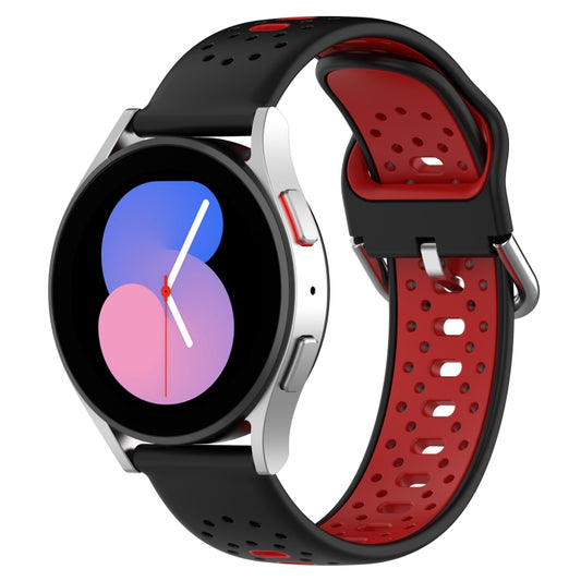 For Samsung Galaxy Watch 4 44mm 20mm Breathable Two-Color Silicone Watch Band(Black+Red) - Watch Bands by PMC Jewellery | Online Shopping South Africa | PMC Jewellery