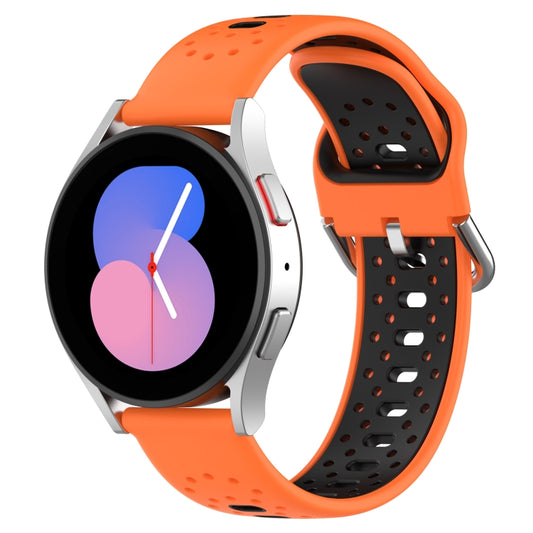 For Samsung Galaxy Watch Active 2 44mm 20mm Breathable Two-Color Silicone Watch Band(Orange+Black) -  by PMC Jewellery | Online Shopping South Africa | PMC Jewellery