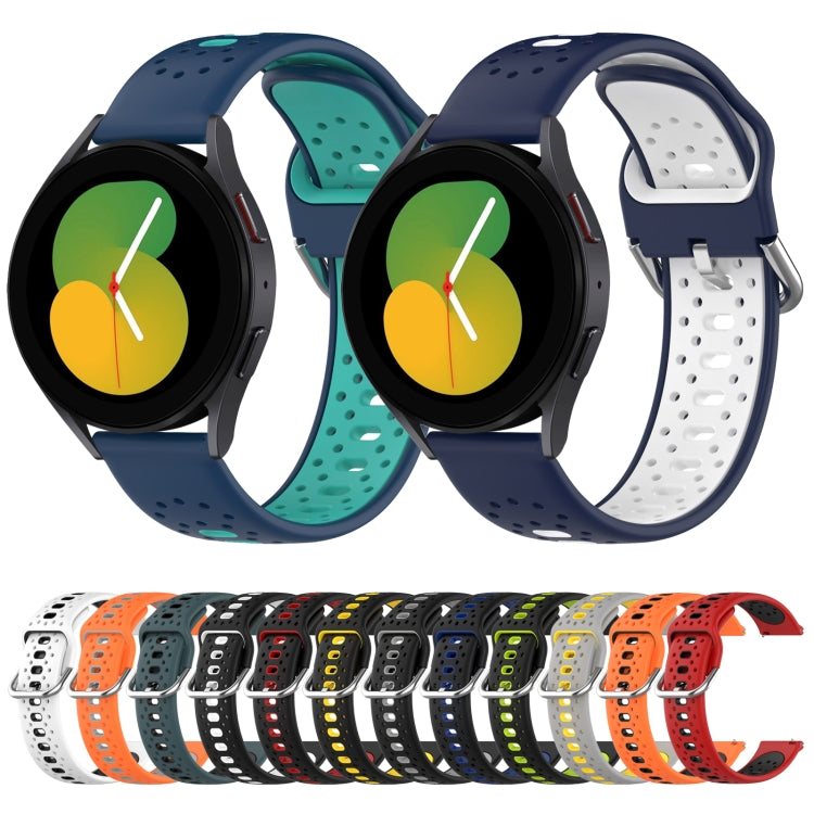 For Samsung  Galaxy Watch 4 Classic 46mm 20mm Breathable Two-Color Silicone Watch Band(Black+Lime Green) - Watch Bands by PMC Jewellery | Online Shopping South Africa | PMC Jewellery