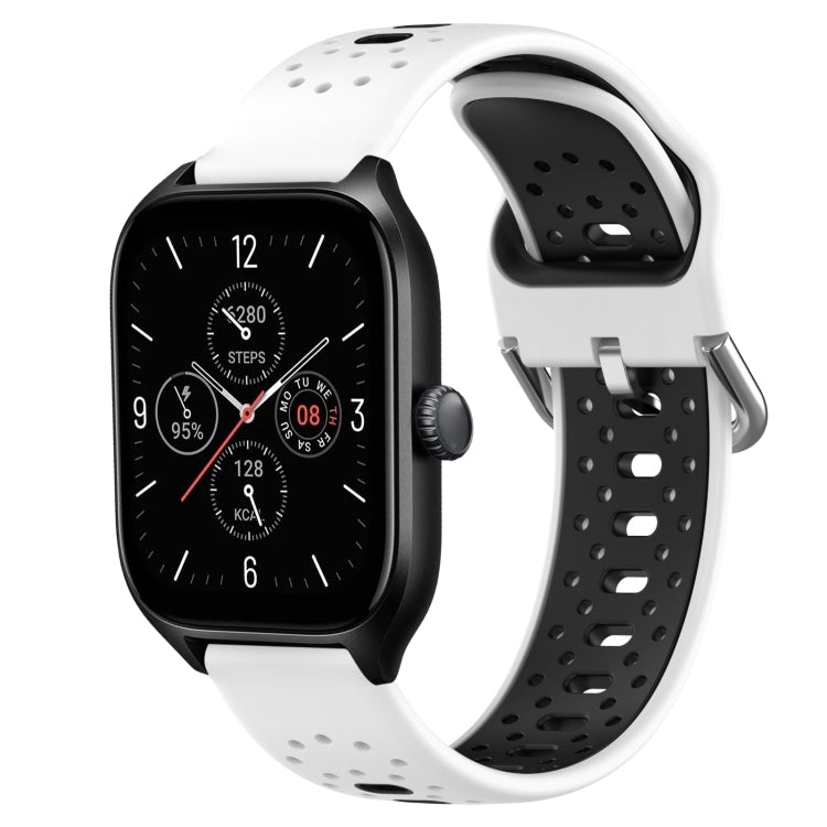 For Amazfit GTS 4 20mm Breathable Two-Color Silicone Watch Band(White+Black) - Watch Bands by PMC TechLife | Online Shopping South Africa | PMC TechLife