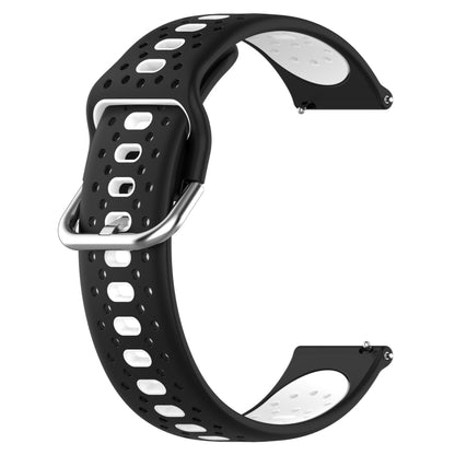 For Amazfit Pop 20mm Breathable Two-Color Silicone Watch Band(Black+White) - Watch Bands by PMC Jewellery | Online Shopping South Africa | PMC Jewellery