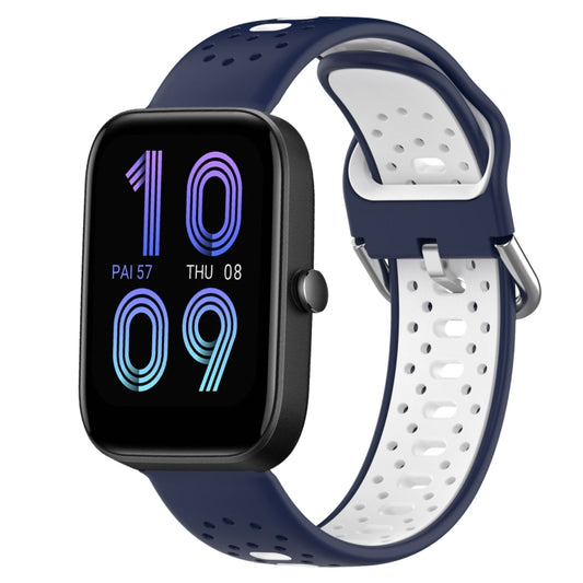 For Amazfit Bip3 20mm Breathable Two-Color Silicone Watch Band(Midnight Blue+White) - Watch Bands by PMC Jewellery | Online Shopping South Africa | PMC Jewellery