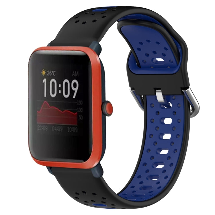 For Amazfit Bip 1S 20mm Breathable Two-Color Silicone Watch Band(Black+Blue) - Watch Bands by PMC TechLife | Online Shopping South Africa | PMC TechLife
