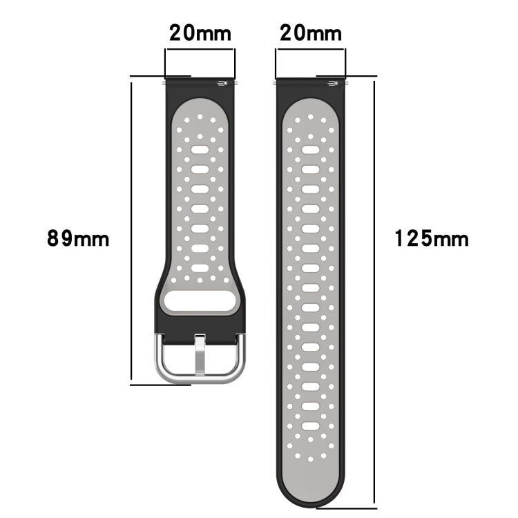 For Amazfit Pop 20mm Breathable Two-Color Silicone Watch Band(Black+White) - Watch Bands by PMC Jewellery | Online Shopping South Africa | PMC Jewellery