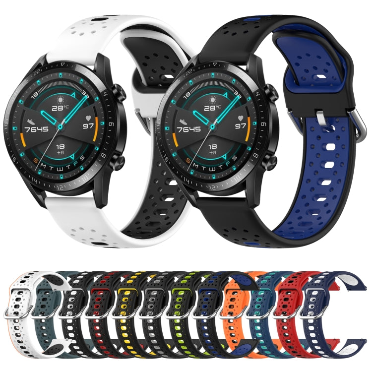 For Honor Watch ES 20mm Breathable Two-Color Silicone Watch Band(Blue+Teal) -  by PMC Jewellery | Online Shopping South Africa | PMC Jewellery