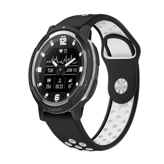 For Garmin Instinct Crossover 22mm Sports Breathable Silicone Watch Band(Black+White) -  by PMC Jewellery | Online Shopping South Africa | PMC Jewellery