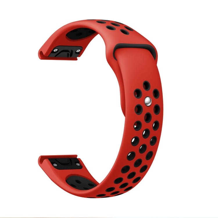 For Garmin Instinct Crossover 22mm Sports Breathable Silicone Watch Band(Red+Black) -  by PMC Jewellery | Online Shopping South Africa | PMC Jewellery