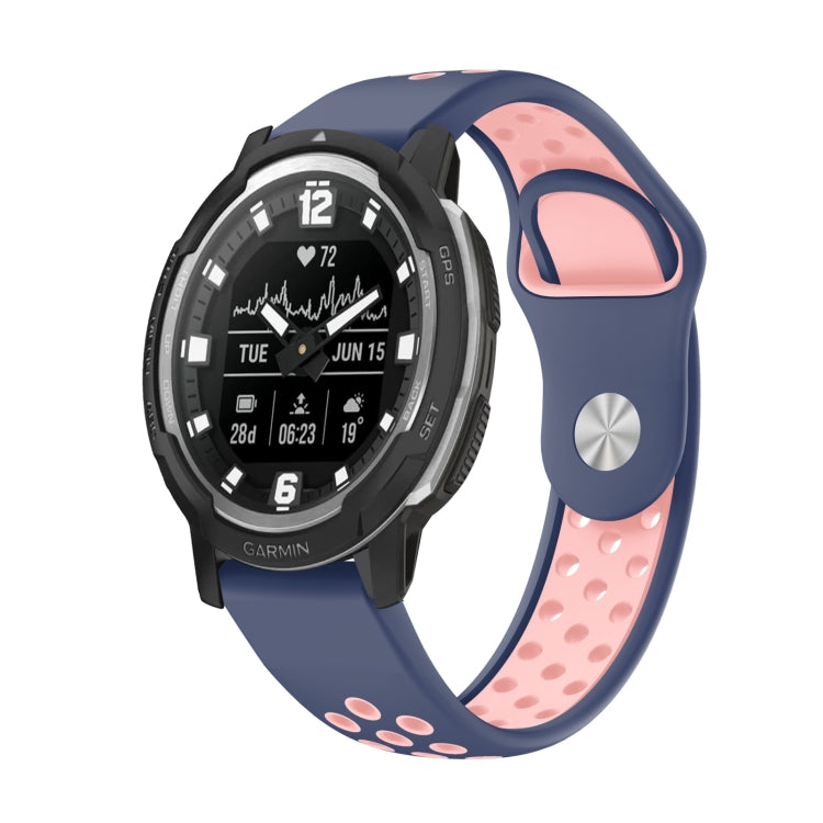 For Garmin Instinct Crossover Solar 22mm Sports Breathable Silicone Watch Band(Midnight Blue+Pink) -  by PMC Jewellery | Online Shopping South Africa | PMC Jewellery