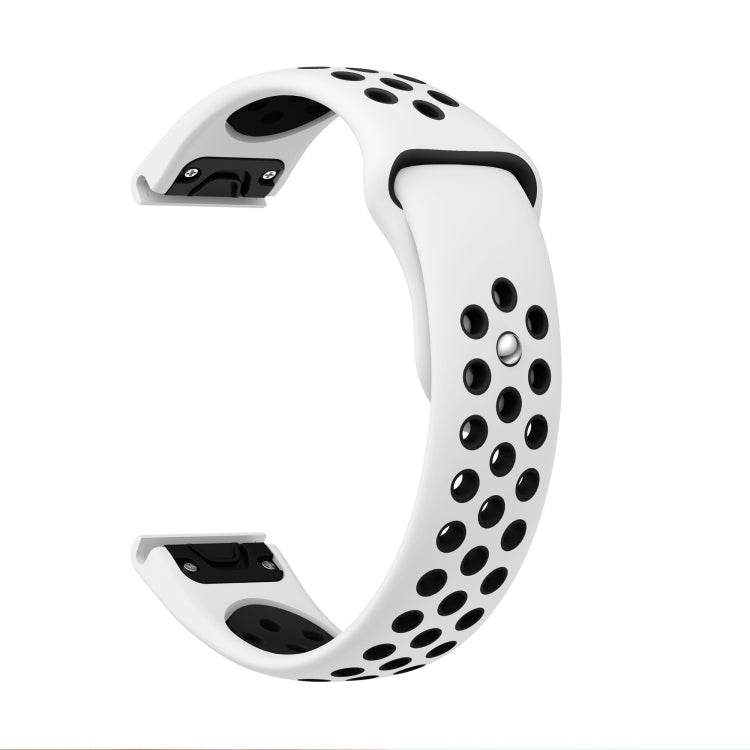 For Garmin Fenix 6 Pro GPS 22mm Sports Breathable Silicone Watch Band(White+Black) -  by PMC Jewellery | Online Shopping South Africa | PMC Jewellery