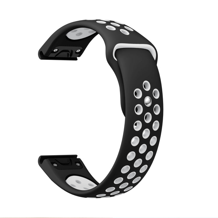 For Garmin Fenix 6 Pro GPS 22mm Sports Breathable Silicone Watch Band(Black+White) -  by PMC Jewellery | Online Shopping South Africa | PMC Jewellery