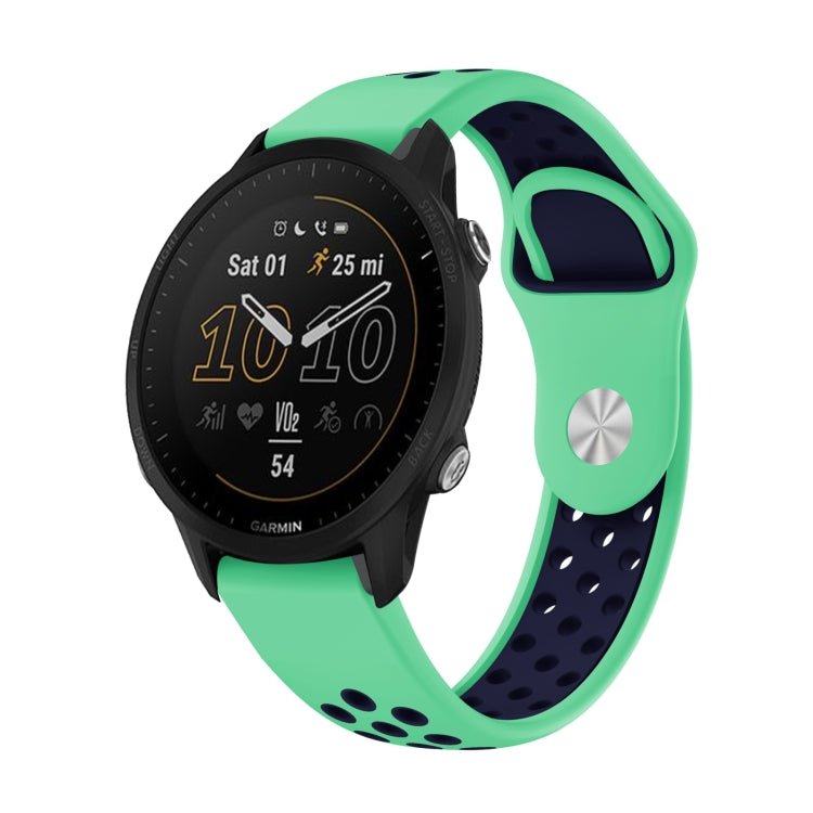 For Garmin Forerunner 955 22mm Sports Breathable Silicone Watch Band(Mint Green+Midnight Blue) -  by PMC Jewellery | Online Shopping South Africa | PMC Jewellery