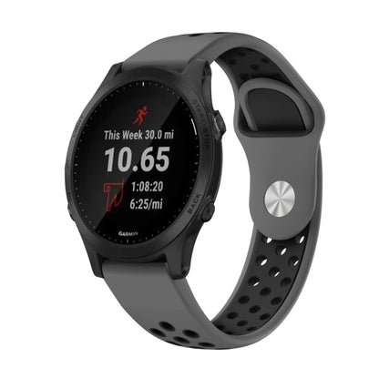 For Garmin Forerunner 945 22mm Sports Breathable Silicone Watch Band(Grey+Black) -  by PMC Jewellery | Online Shopping South Africa | PMC Jewellery