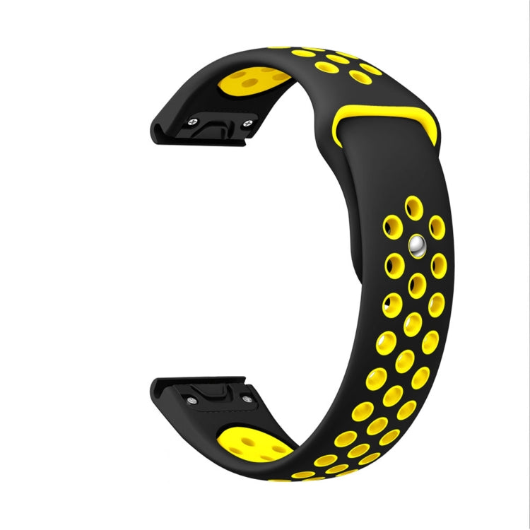 For Garmin Forerunner 935 22mm Sports Breathable Silicone Watch Band(Black+Yellow) -  by PMC Jewellery | Online Shopping South Africa | PMC Jewellery