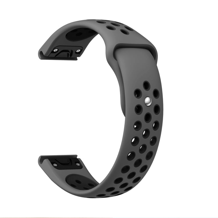 For Garmin Instinct 22mm Sports Breathable Silicone Watch Band(Grey+Black) -  by PMC Jewellery | Online Shopping South Africa | PMC Jewellery