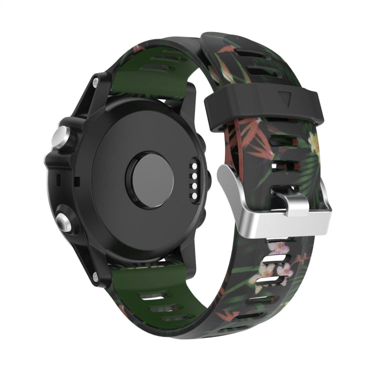 For Garmin Tactix Delta 26mm Camouflage Printed Silicone Watch Band(Army Green+Bamboo Camouflage) -  by PMC Jewellery | Online Shopping South Africa | PMC Jewellery