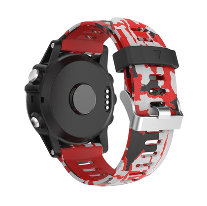 For Garmin Enduro 26mm Camouflage Printed Silicone Watch Band(Red+Army Camouflage) -  by PMC Jewellery | Online Shopping South Africa | PMC Jewellery