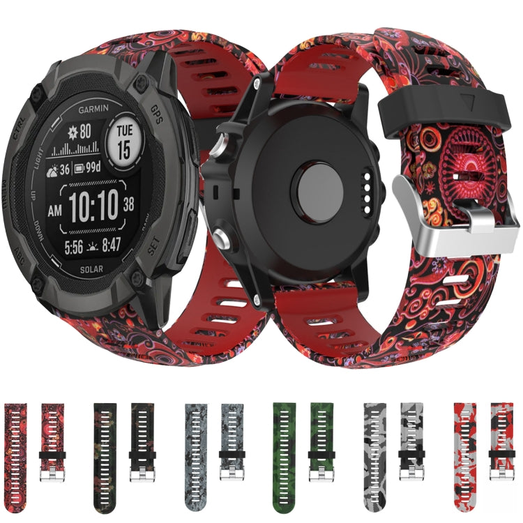 For Garmin Fenix 5X Plus 26mm Camouflage Printed Silicone Watch Band(Red+Army Camouflage) -  by PMC Jewellery | Online Shopping South Africa | PMC Jewellery