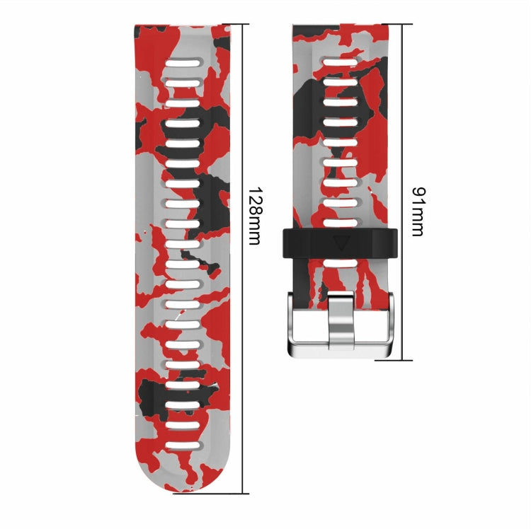 For Garmin D2 Delta PX 26mm Camouflage Printed Silicone Watch Band(Red+Army Camouflage) -  by PMC Jewellery | Online Shopping South Africa | PMC Jewellery