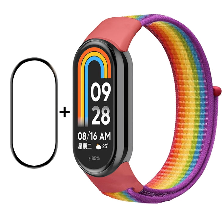 For Xiaomi Mi Band 8 ENKAY Hat-Prince 2 in 1 Set Full Coverage Screen Protector + Nylon Loop Watch Band(Rainbow+Purple) - free shipping - PMC TechLife - Order now!