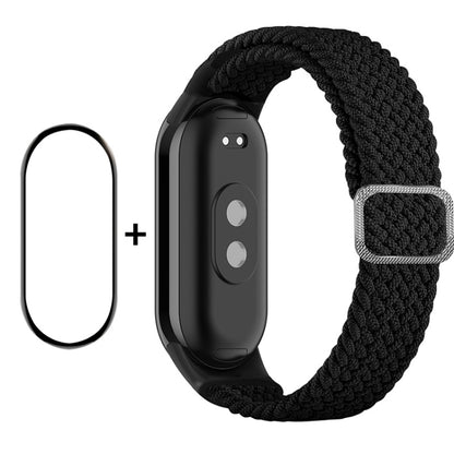 For Xiaomi Mi Band 8 ENKAY Hat-Prince 2 in 1 Set Full Coverage Screen Protector + Elastic Braided Nylon Watch Band(Black) -  by ENKAY | Online Shopping South Africa | PMC Jewellery