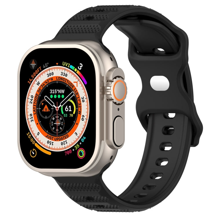 For Apple Watch Ultra 49mm Reverse Buckle Dot Texture Silicone Watch Band(Black) - Watch Bands by PMC TechLife | Online Shopping South Africa | PMC TechLife