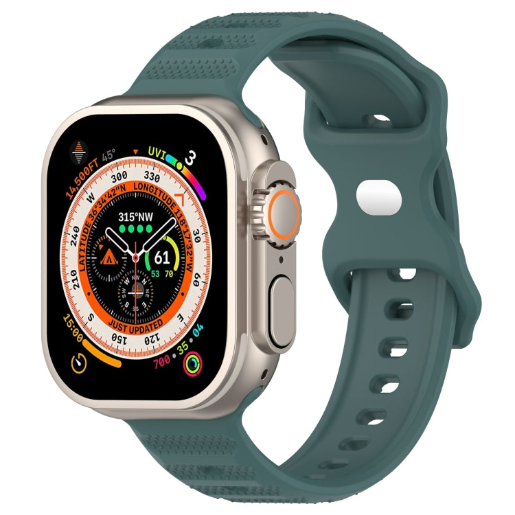 For Apple Watch 7 45mm Reverse Buckle Dot Texture Silicone Watch Band(Olive Green) - Watch Bands by PMC TechLife | Online Shopping South Africa | PMC TechLife