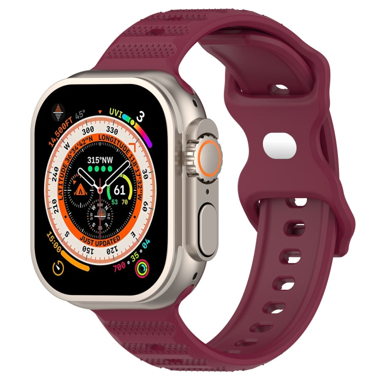 For Apple Watch 5 40mm Reverse Buckle Dot Texture Silicone Watch Band(Wine Red) - Watch Bands by PMC TechLife | Online Shopping South Africa | PMC TechLife