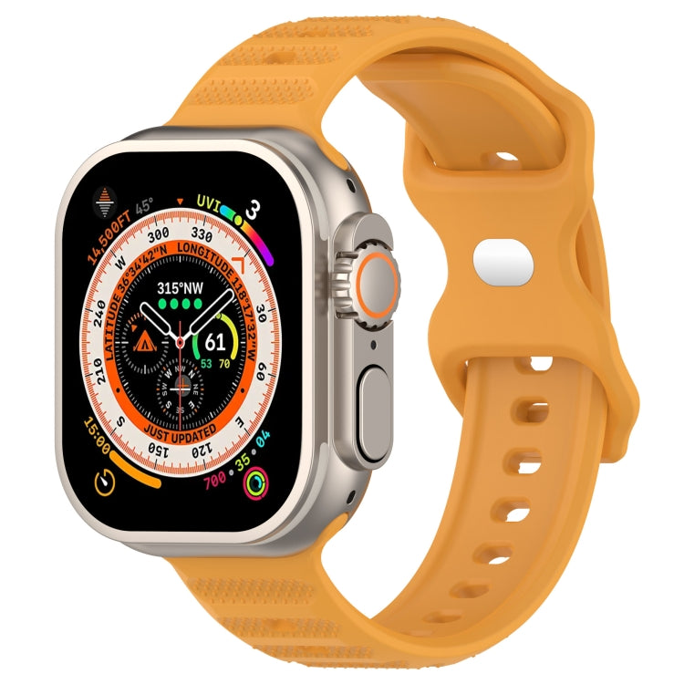 For Apple Watch 38mm Reverse Buckle Dot Texture Silicone Watch Band(Yellow) - Watch Bands by PMC TechLife | Online Shopping South Africa | PMC TechLife