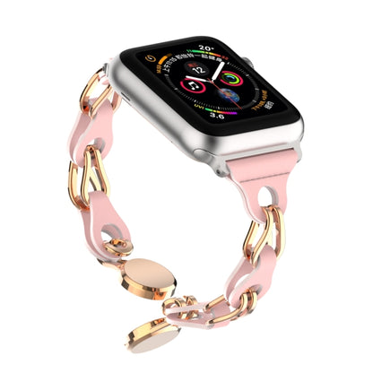 For Apple Watch SE 44mm Hollow Leather Chain Magnetic Buckle Watch Band(Pink) - Watch Bands by PMC Jewellery | Online Shopping South Africa | PMC Jewellery